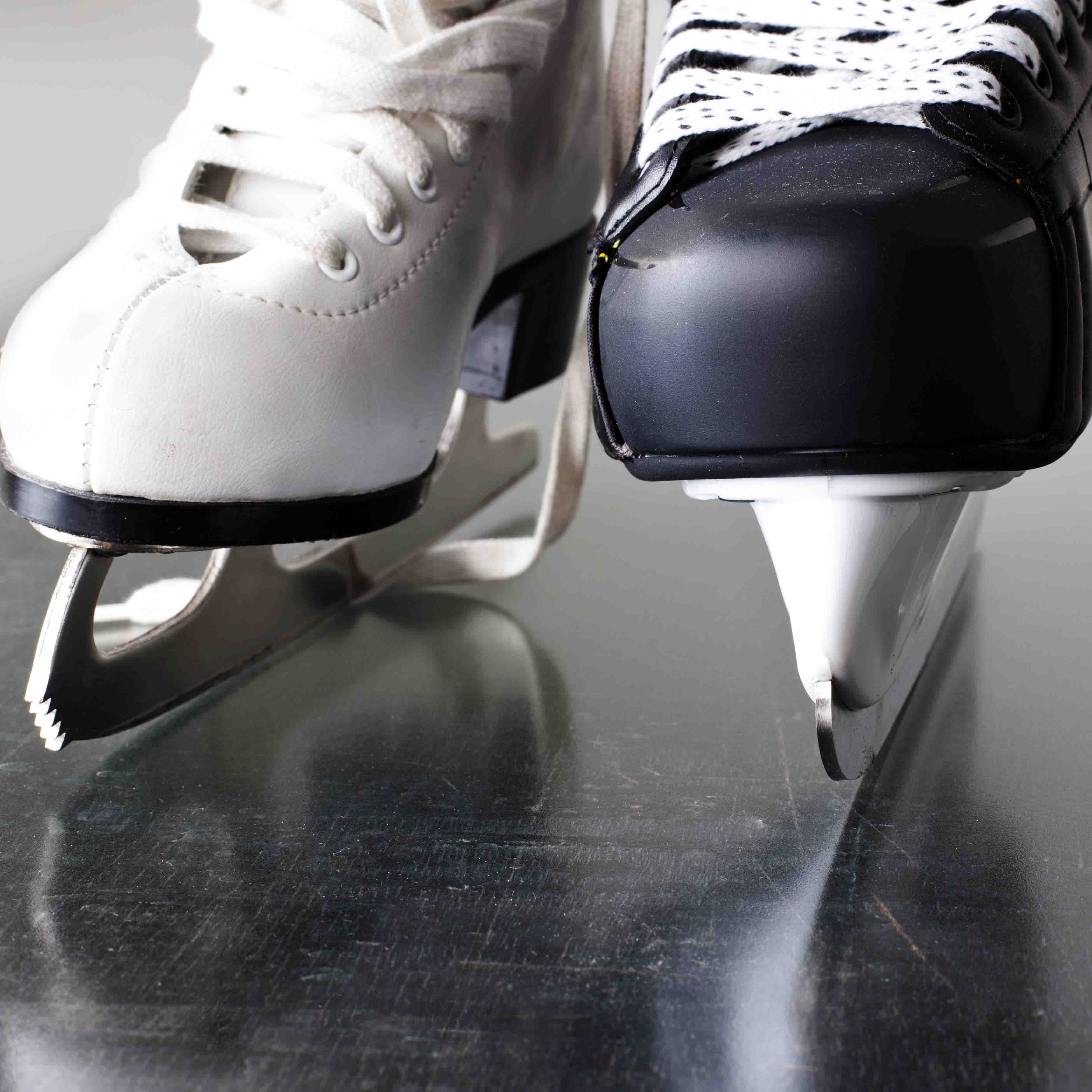 figure skate beside hockey skate